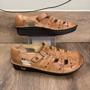 Alegria Womens 38 Leather Pesca Fisherman Sandals Brown Comfort US 8/8.5  EUC